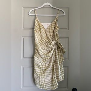 Free People Green Plaid Wrap Dress